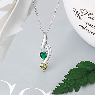 Love Jewelry Personalized Mothers Necklace for Women, Custom Mothers Gifts for Mom Birthstone Necklace for Grandma Wife Name Necklace