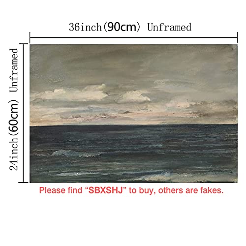 Vintage Seascape Oil Painting On Canvas Shoreline Coastal Landscape Poster Prints Pictures Shoreline Canvas Wall Art For Living Room Decor Seascape Canvas Paintings For Home Decor 24X36Inch No Frame #TOP1