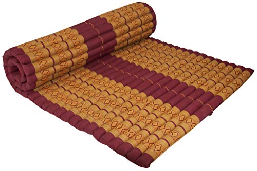Foto von Fine Asianliving Thaimatte Rollbar Kapokfüllung 200x100x4.5cm orange Thai Kissen Meditation Matte Matratze Kapok 301-C10