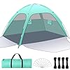 YOOHBERRYS Tente de Plage, Beach Tent à Deux Portes pour 3-4 Personnes, Tente Anti UV Coupe-Vent UPF 50+, Abri de Plage Adulte d'Extérieur de Petite Taille et Facile à Installer (220 * 145 * 125cm)