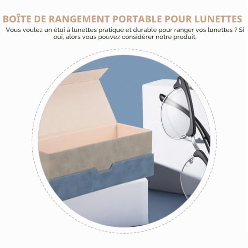 JECOMPRIS Étui À Lunettes Double Rigide En Pu Boîte De Rangement Pour Lunettes À Double Compartiment Coque Dure Portable 6.30X2.36X2.16 Pouces Pour Voyage Et Usage Quotidien – vue 2