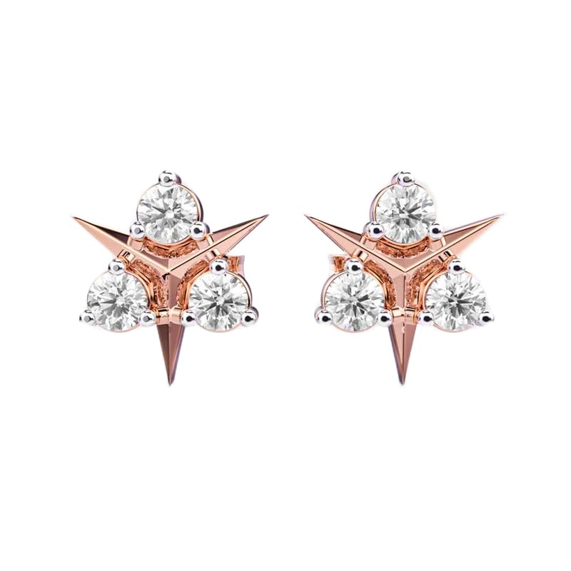 Clous d'oreilles ballerines dansantes argent 925 et pierre ronde 0.35crt