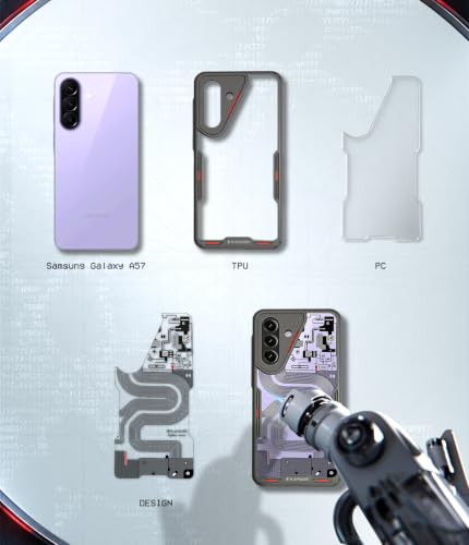 Image of KAPAVER iON-X Back Cover Case Compatible with Samsung Galaxy A57 (TPU + Poly Carbonate | Cyber-i Smoke Black)