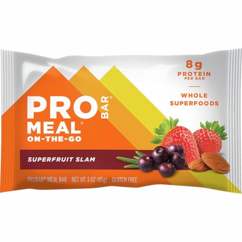 PROBAR - Meal Bar - Superfruit Slam - Organic Oats, Nuts, Seeds, Gluten Free, Non-GMO Project Verified, Plant-Based Whole Food Ingredients, 8g Protein, 5g Fiber - Pack of 12 Bars