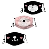 3PCS Men's Women's cute Mask Family Set anime face masks Washable Repeatable Adjustable Ear Hoop...