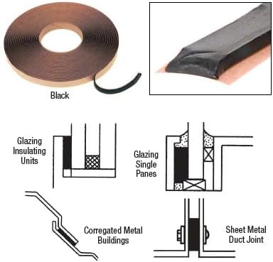 CRL Black 1/4" x 1/2" Butyl Architectural Tape - 20 rolls