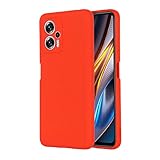 BRAND SET Funda para Xiaomi Redmi K50i 5G, Caja Telfono Silicona Lquida, con Forro Tela Microfibra Estuche Protector Suave al Tacto Carcasa para Xiaomi Redmi K50i 5G-Rojo