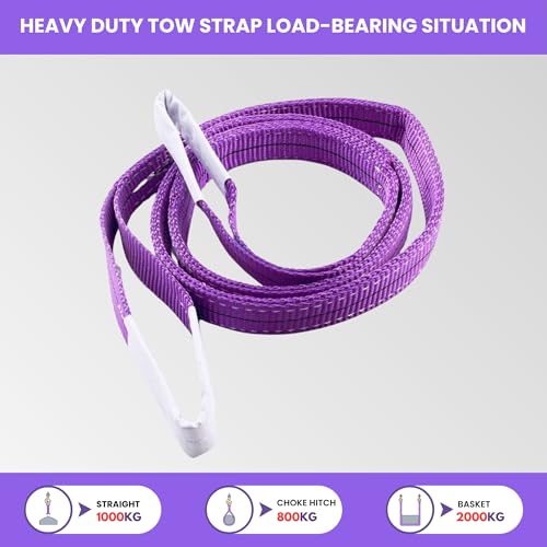 Image of Shield Flex Heavy Duty Polyester Lifting Sling Belt (Pack of 2) | Flat Webbing Belt for Material Handling, Towing, Construction & Industrial Use (1 Ton 2 Mtr)