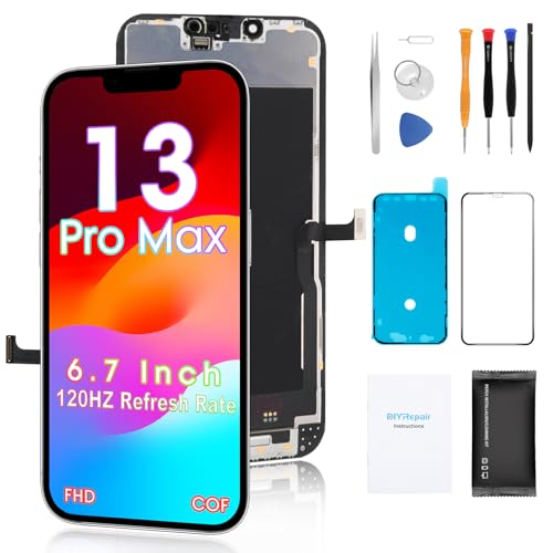 Screen Replacement for iPhone 13 PRO MAX 6.7’, 3D Touch Display Full Repair kit, Digitizer Assembly with Tools Set, Tempered Glass, Instruction