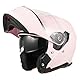 MY Motorrad Klapphelm Integralhelm 935,ECE 22.06 Zertifiziert Modular Helm mit Doppelvisier für Damen Herren (Matt Rosa, L)