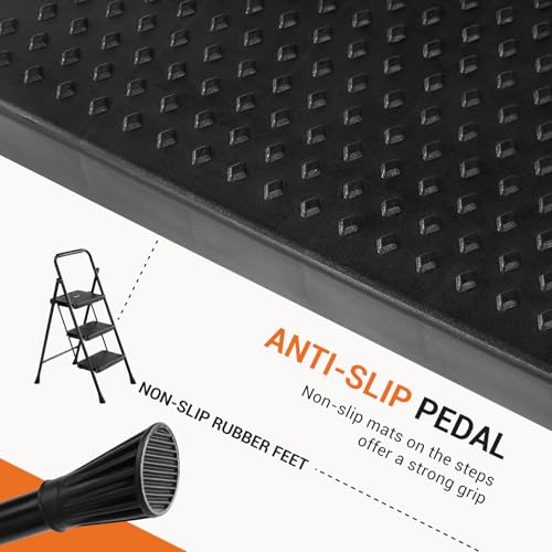 Sweetcrispy Folding 3 Step Ladder Stool - Lightweight, 800lbs Sturdy, with Anti-Slip Feet - Perfect for Home, Kitchen, and Office Use, Easy Storage and Portable Design by Sweetcrispy - Image 3