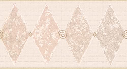 Dundee Deco Ddazbd9281 Peel And Stick Wallpaper Border - Geometric Pink Diamonds Wall Border Retro Design, 15 Ft X 7 In (4.57M X 17.78Cm), Self Adhesive #TOP4