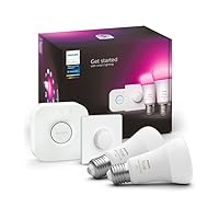 Philips Hue White & Col. Amb. E27 - Set di 2 starter con Smart Button 2 x 800 lm 75 W