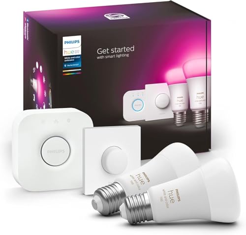 Philips Hue White & Col. Amb. E27 - Set di 2 starter con Smart Button 2 x 800 lm 75 W