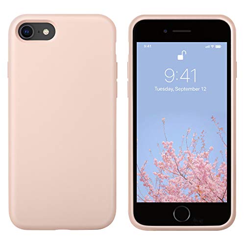 OTOFLY Case Compatible with iPhone SE 2020 Case, iPhone 7 Case, iPhone 8 Case, [Silky and Soft Touch Series] Premium Liquid Silicone Rubber Protective Case for iPhone 7/8/SE 2020 - Pink Sand