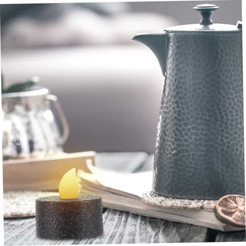 12 Velas de té LED de plástico negro con 3 pilas LR1130 incluidas 6