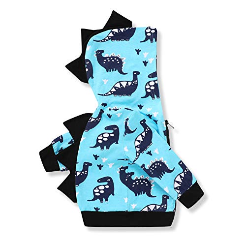 Infant Toddler Baby Hoodie Shirts Cute Dinosaur Cross Pattern Kids Zipper Black Tops (18-24 Months, Blue)