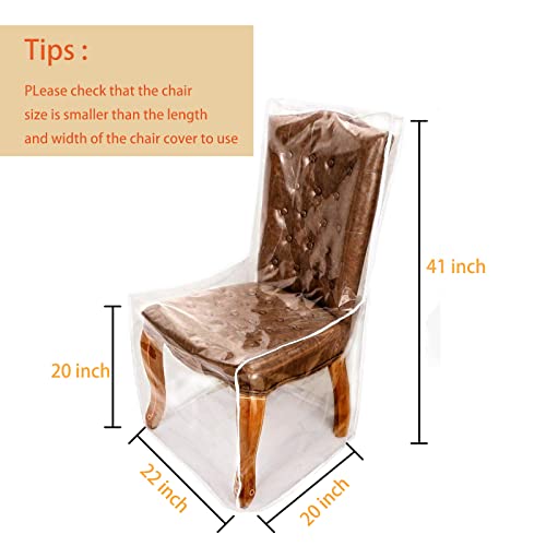 Aynineng YZT-FT Plastic Chair Covers For Dining Room With Backrests, Waterproof Clear Pvc Kitchen Chair Slipcovers Protectors Soft Thickened Full Coverage Chair Seat Covers thumb #5