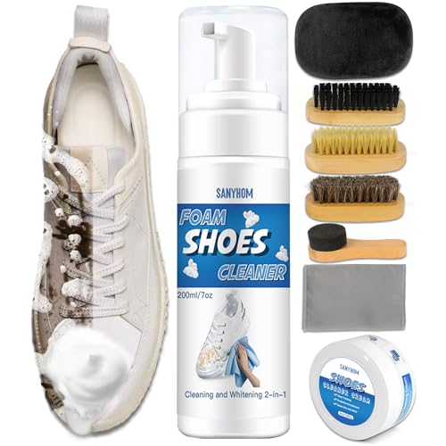 Image of 8-in-1 Shoe Cleaner Kit, Quick, Shoe Cleaning for Sneakers, Canvas Plastic Golf Leather Pink and White Shoes, Gentle Formula for Effortless Care Without Harming Shoes