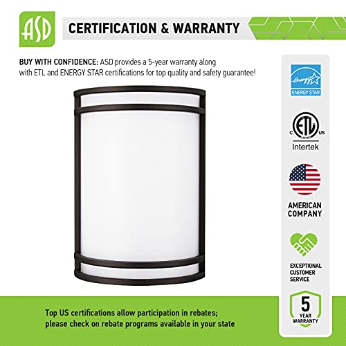 Asd Led Indoor Wall Mount Light Fixture - Modern Interior Oil Rubbed Bronze Wall Sconce Lighting - 3000K 4000K 5000K Adjustable - Half Cylinder Hallway Light Fixture - Etl & Energy Star Listed 4 Pack #TOP7