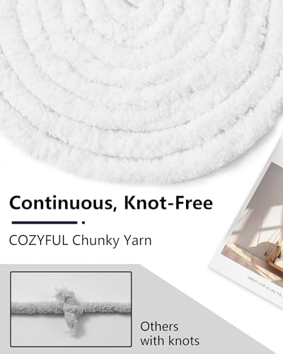 Image of Cozyful Chunky Yarn for Hand Knitting, #9 Thick Jumbo Big Chunky Yarn for Crocheting, Super Chunky Knit Blanket Yarns, Large Chunky Chenille Yarns, 8 Pack (30 yds 8 oz Each Skein), Pure White