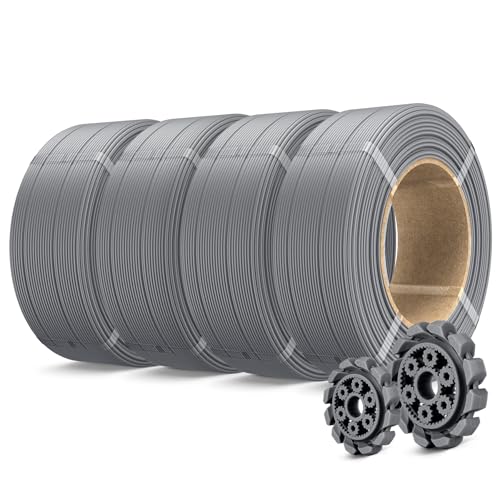 Image of SUNLU PLA+2.0 3D Printer Filament Refill 1.75mm, 4KG, 1KG /Roll, Grey*4 | High Toughness PLA+ Filament Bundle, No Spool Refill for Reusable Spools, Compatible with Bambu Lab 3D Printers, Grey*4