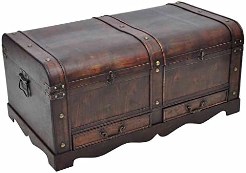 vidaXL Vintage Large Wooden Treasure Chest Brown Pirate Colonial Storage Trunk