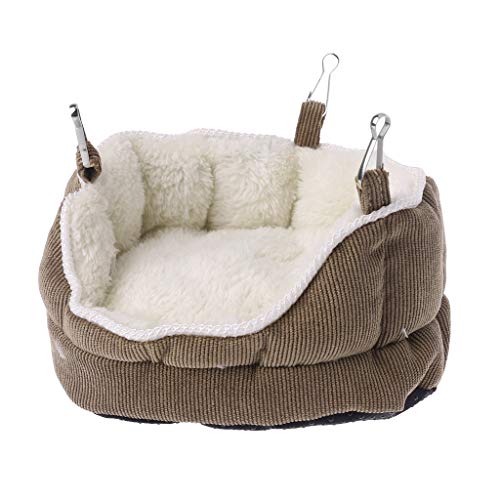 A0127 Cage Hamster Nid de Hamster Velours Suspendu Canapé-lit hamac Jouet Petit lit pour Animal de Compagnie (café)