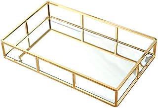 PuTwo Tray Mirror, Gold Mirror Tray Perfume Tray Mirror Vanity Tray Dresser Tray