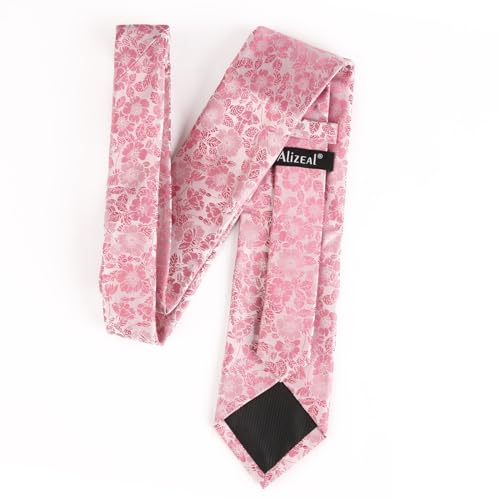 Image of Alizeal Mens 3.15'' Natural Flower Pattern Tie with Floral Pocket Square Set