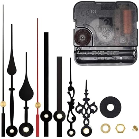 EMOON High Torque 12888 Clock Movement Mechanism with 3 Pairs of Hands, Silent Sweep Quartz Clock Motor Kit for Clock Repair DIY Replacement (Total Shaft Length 5/8 in, Black) Cover
