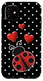 Ladybug With Hearts Black And White Polka Dots Case for iPhone 11