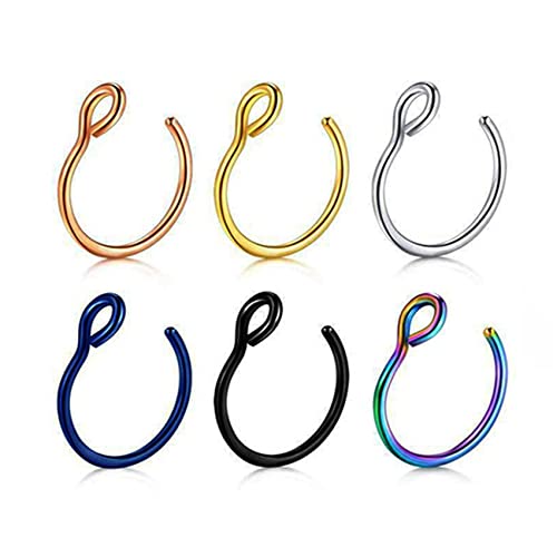 Winwinfly Fashion Fake Nose Ring, Faux Piercing Jewelry 8mm Fake Nose Ring Hoop for Faux Lip Septum Nose Ring Set