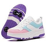 ANEFUN Mädchen Damen Schuhe mit Rollen Skate, Sneakers mit abnehmbaren Rädern Sportschuh
