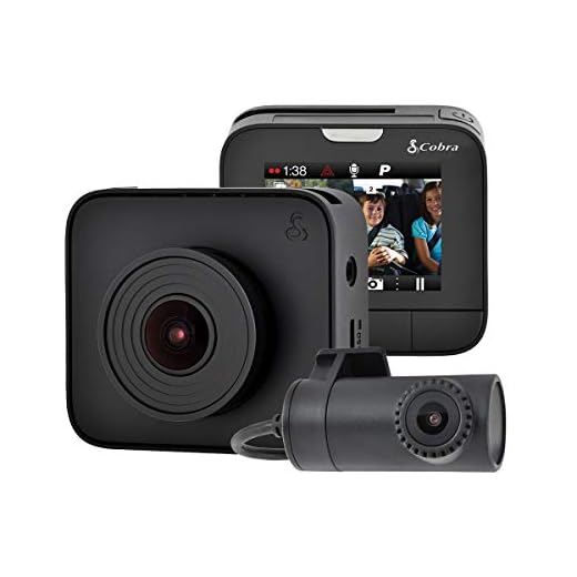 Cobra Dash Camera DASH2216D - 1080p Full HD Front Cam and 720p HD Rear Cam, 16GB MicroSD Included, Loop Recording, G-Sensor Auto Accident Detection, 160 Degree Ultra Wide Angle DVR, 2 Inch Screen