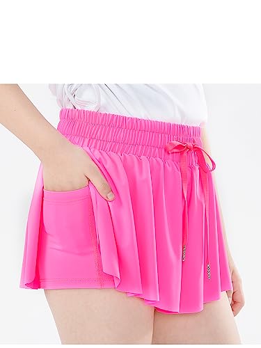 KORADI Girls Flowy Shorts Youth Butterfly Shorts Teen Athletic Gym Running Tennis Shorts with Spandex Liner 2-in-14