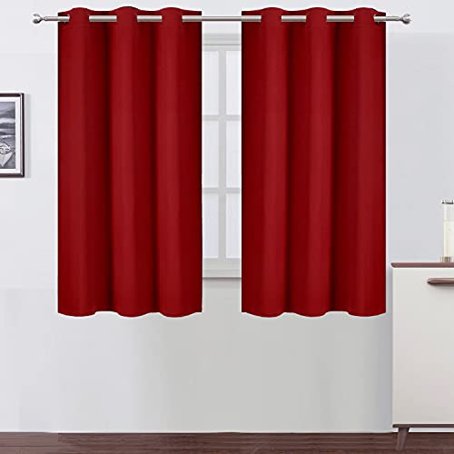 Image of LEMOMO Red Blackout Curtains 42 x 54 Inch Length Set of 2 Panels Grommet Bedroom Curtains for Living Room