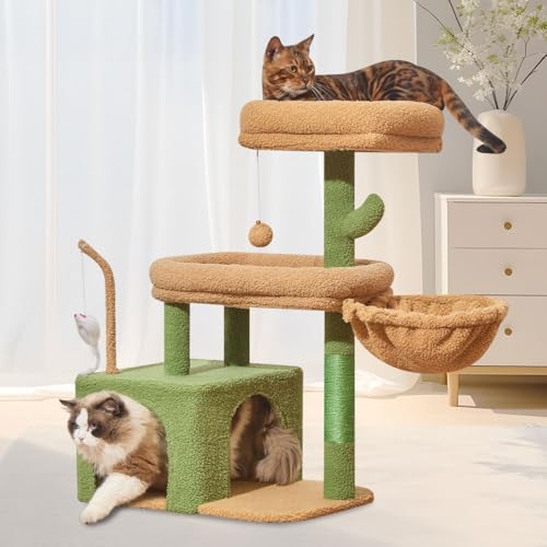 Taoqimiao 32.2in Cat Tree with Toy, Small Cat Tower for Indoor Cats, MS043T