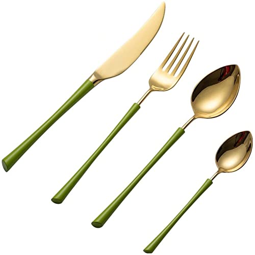 Couverts en acier inoxydable vert chic pour dresser une table de fête moderne