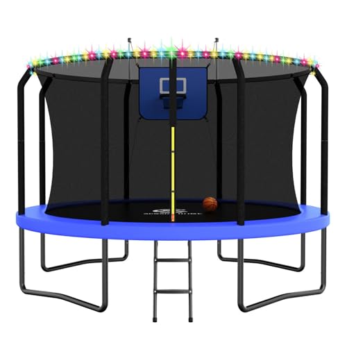 ACWARM HOME Trampoline Outdoor 10FT Trampoline with Basketball Hoop and
