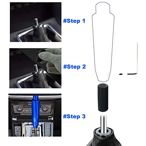 Lunsom Automatic Shift Knob Metal Car Shifting With Push Button Aluminum Alloy Shifter Lever Handle Long Stick Gear Head Fit Most Auto Transmission Vehicle (Blue) #TOP2
