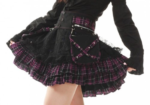 Lolita Charm Women's Punk Lolita Nana Skirt-One Size-Black And Purple #TOP1