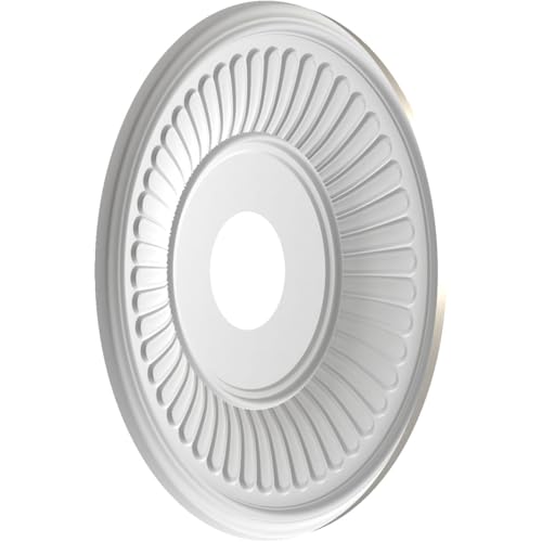 Image of Ekena Millwork CMP16BEBAL Berkshire Thermoformed PVC Ceiling Medallion (Fits Canopies up to 7 inch), 16 inchOD x 3 1 /2 inchID x 1 inchP, Bright Coat Aluminum