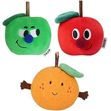 ZEZE Fruit Cat Toy Set, 3-Pack Plush Catnip Toys with Silvervine & Crinkle for Indoor Cats, Green Apple, Red Apple and Orange