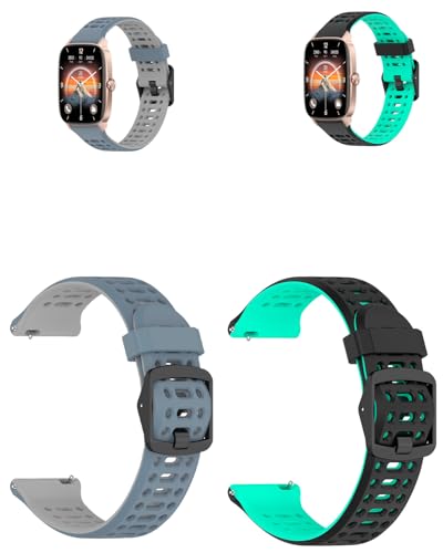 YAJOJO 2-Pack Bands for YMZ TGW01 Smartwatch,Sport quick-release Silicone Band for YMZ TGW01 1,85",Soft Lightweight & Ventilated Comfort Replacement Smartwatch Strap,Adjustable Wristband,Green+Blue