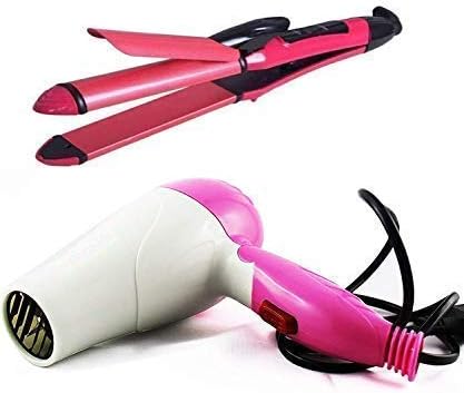TFW 2 in 1 Hair Straightener Curler Combos Hair Styling Tools |Hair Straightener & curler Combo Offer With Professional Hair Dryer | Combo of Hair Dryer and Hair Straightener(MULTI COLOR)