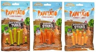 Benevo PAWTATO Treats for Dogs Bargain Bulk Buy 3 Pack Deal- Vegan Vegetarian Low Fat Gluten Free Dog Treats Meat Dairy Free