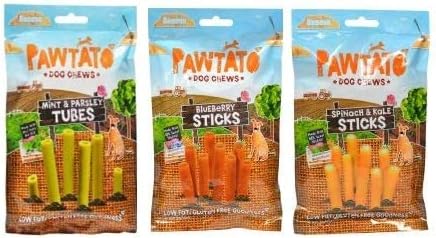 Benevo PAWTATO Treats for Dogs Bargain Bulk Buy 3 Pack Deal- Vegan Vegetarian Low Fat Gluten Free Dog Treats Meat Dairy Free
