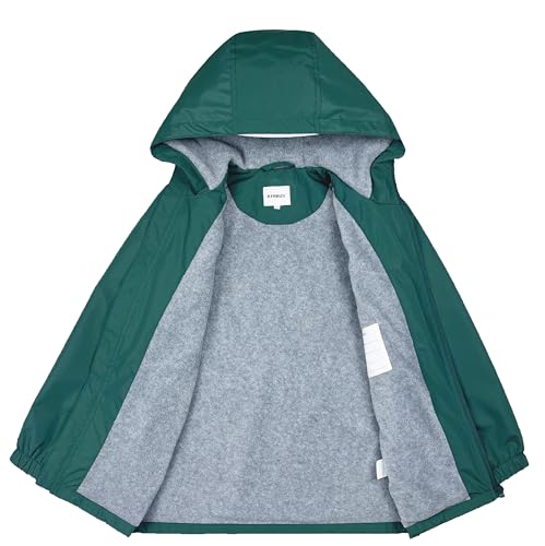 Image of Boys Girls Rain Jackets Waterproof Hooded Fleece Raincoats Lightweight Windbreakers for Kids