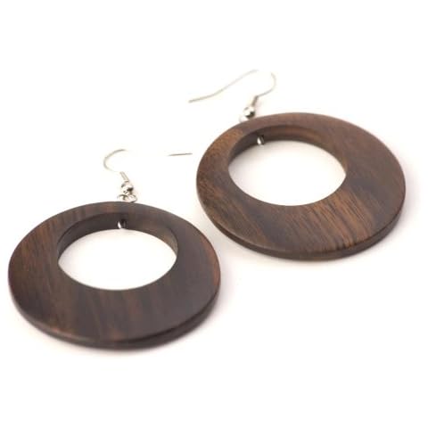 81stgeneration Handmade Wooden Silver Hoop Earrings Cover